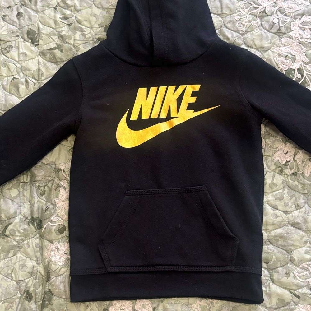 Nike Kids Hoodie in Black with Gold Logo